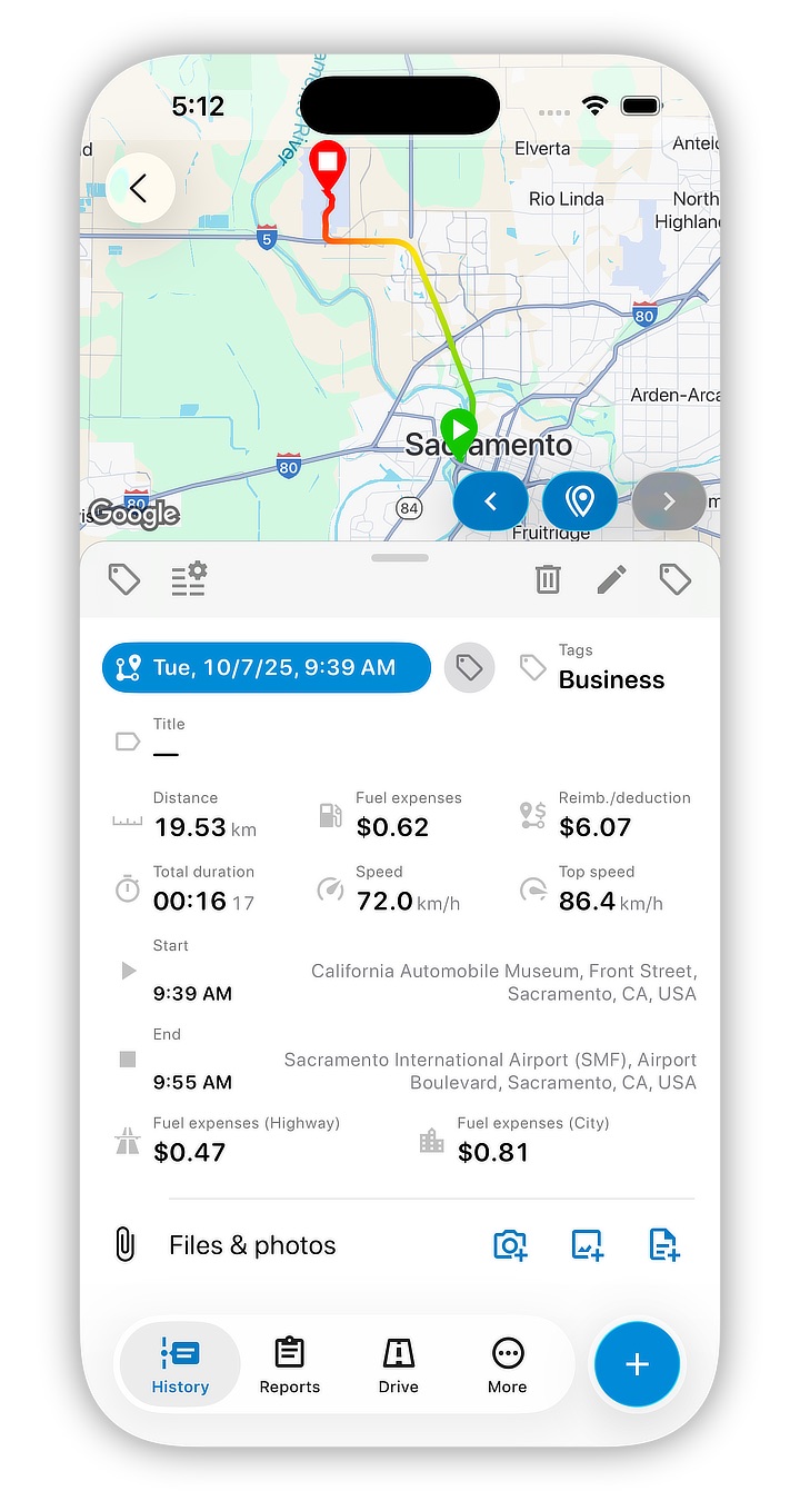 Trip details screen screenshot
